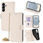 For Samsung Galaxy S25 5G Crossbody Chain Leather Phone Case(White)