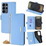 For Samsung Galaxy S25 Ultra 5G Crossbody Chain Leather Phone Case(Blue)