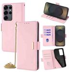 For Samsung Galaxy S25 Ultra 5G Crossbody Chain Leather Phone Case(Pink)