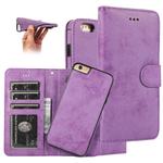 For iPhone 6 Plus KLT888-2 Retro 2 in 1 Detachable Magnetic Horizontal Flip TPU + PU Leather Case with Holder & Card Slots & Photo Frame & Wallet(Purple)