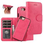 For iPhone SE 2022 / SE 2020 / 8 / 7 KLT888-2 Retro 2 in 1 Detachable Magnetic Horizontal Flip TPU + PU Leather Case with Holder & Card Slots & Photo Frame & Wallet(Rose Red)