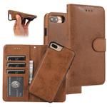 For iPhone 8 Plus / 7 Plus KLT888-2 Retro 2 in 1 Detachable Magnetic Horizontal Flip TPU + PU Leather Case with Holder & Card Slots & Photo Frame & Wallet(Brown)