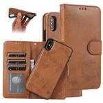 For iPhone X / XS KLT888-2 Retro 2 in 1 Detachable Magnetic Horizontal Flip TPU + PU Leather Case with Holder & Card Slots & Photo Frame & Wallet(Brown)