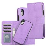 For iPhone XR KLT888-2 Retro 2 in 1 Detachable Magnetic Horizontal Flip TPU + PU Leather Case with Holder & Card Slots & Photo Frame & Wallet(Purple)