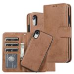 For iPhone XR KLT888-2 Retro 2 in 1 Detachable Magnetic Horizontal Flip TPU + PU Leather Case with Holder & Card Slots & Photo Frame & Wallet(Brown)