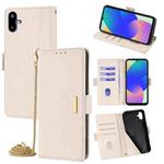 For Samsung Galaxy F06 5G Crossbody Chain Leather Phone Case(White)