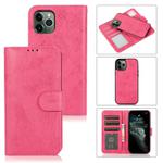 For iPhone 12 mini KLT888-2 Retro 2 in 1 Detachable Magnetic Horizontal Flip TPU + PU Leather Case with Holder & Card Slots & Photo Frame & Wallet(Rose Red)