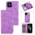 For iPhone 12 / 12 Pro KLT888-2 Retro 2 in 1 Detachable Magnetic Horizontal Flip TPU + PU Leather Case with Holder & Card Slots & Photo Frame & Wallet(Purple)