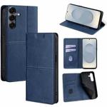 For Samsung Galaxy S25 5G Cow Texture Magnetic Leather Phone Case(Blue)