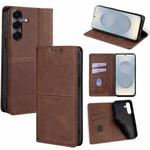 For Samsung Galaxy S25 5G Cow Texture Magnetic Leather Phone Case(Dark Brown)