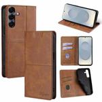 For Samsung Galaxy S25 5G Cow Texture Magnetic Leather Phone Case(Light Brown)