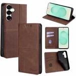 For Samsung Galaxy S25+ 5G Cow Texture Magnetic Leather Phone Case(Dark Brown)