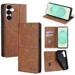 For Samsung Galaxy S25+ 5G Cow Texture Magnetic Leather Phone Case(Light Brown)