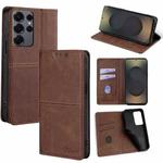 For Samsung Galaxy S25 Ultra 5G Cow Texture Magnetic Leather Phone Case(Dark Brown)