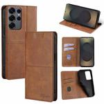 For Samsung Galaxy S25 Ultra 5G Cow Texture Magnetic Leather Phone Case(Light Brown)