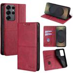 For Samsung Galaxy S25 Ultra 5G Cow Texture Magnetic Leather Phone Case(Red)