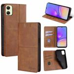 For Samsung Galaxy A05 4G Cow Texture Magnetic Leather Phone Case(Light Brown)