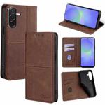 For Samsung Galaxy A36 5G Cow Texture Magnetic Leather Phone Case(Dark Brown)