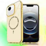 For iPhone 16e Transparent MagSafe Glitter Powder Acrylic Phone Case(Yellow)