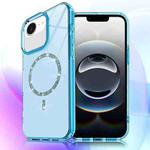 For iPhone 16e Transparent MagSafe Glitter Powder Acrylic Phone Case(Blue)