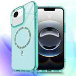 For iPhone 16e Transparent MagSafe Glitter Powder Acrylic Phone Case(Green)
