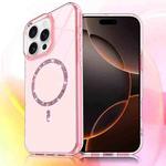 For iPhone 16 Pro Max Transparent MagSafe Glitter Powder Acrylic Phone Case(Pink)