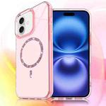 For iPhone 16 Transparent MagSafe Glitter Powder Acrylic Phone Case(Pink)