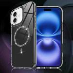 For iPhone 16 Transparent MagSafe Glitter Powder Acrylic Phone Case(Black)