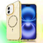 For iPhone 16 Transparent MagSafe Glitter Powder Acrylic Phone Case(Yellow)