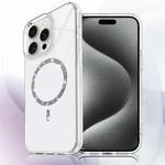 For iPhone 15 Pro Transparent MagSafe Glitter Powder Acrylic Phone Case(White)