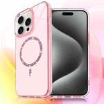 For iPhone 15 Pro Transparent MagSafe Glitter Powder Acrylic Phone Case(Pink)