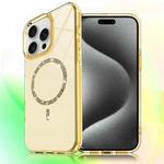 For iPhone 15 Pro Transparent MagSafe Glitter Powder Acrylic Phone Case(Yellow)