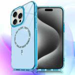 For iPhone 15 Pro Transparent MagSafe Glitter Powder Acrylic Phone Case(Blue)