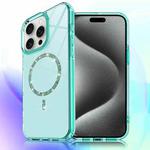 For iPhone 15 Pro Transparent MagSafe Glitter Powder Acrylic Phone Case(Green)