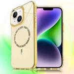 For iPhone 15 Plus / 14 Plus Transparent MagSafe Glitter Powder Acrylic Phone Case(Yellow)