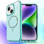 For iPhone 15 Plus / 14 Plus Transparent MagSafe Glitter Powder Acrylic Phone Case(Green)