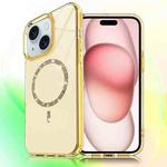 For iPhone 15 Transparent MagSafe Glitter Powder Acrylic Phone Case(Yellow)