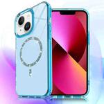 For iPhone 14 / 13 Transparent MagSafe Glitter Powder Acrylic Phone Case(Blue)