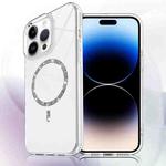 For iPhone 14 Pro Max Transparent MagSafe Glitter Powder Acrylic Phone Case(White)