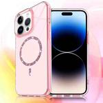 For iPhone 14 Pro Max Transparent MagSafe Glitter Powder Acrylic Phone Case(Pink)
