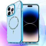For iPhone 14 Pro Max Transparent MagSafe Glitter Powder Acrylic Phone Case(Blue)