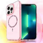 For iPhone 13 Pro Max Transparent MagSafe Glitter Powder Acrylic Phone Case(Pink)