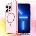 For iPhone 13 Pro Transparent MagSafe Glitter Powder Acrylic Phone Case(Pink)