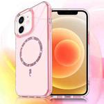 For iPhone 12 / 12 Pro Transparent MagSafe Glitter Powder Acrylic Phone Case(Pink)