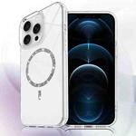 For iPhone 12 Pro Max Transparent MagSafe Glitter Powder Acrylic Phone Case(White)