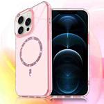 For iPhone 12 Pro Max Transparent MagSafe Glitter Powder Acrylic Phone Case(Pink)