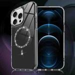 For iPhone 12 Pro Max Transparent MagSafe Glitter Powder Acrylic Phone Case(Black)