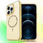 For iPhone 12 Pro Max Transparent MagSafe Glitter Powder Acrylic Phone Case(Yellow)