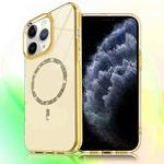 For iPhone 11 Pro Max Transparent MagSafe Glitter Powder Acrylic Phone Case(Yellow)