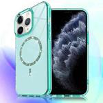 For iPhone 11 Pro Max Transparent MagSafe Glitter Powder Acrylic Phone Case(Green)